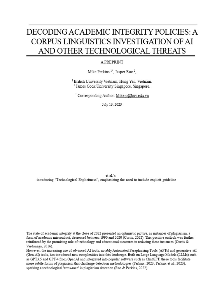 Academic Integrity and AI Policy Gaps | PDF | Academic Integrity ...