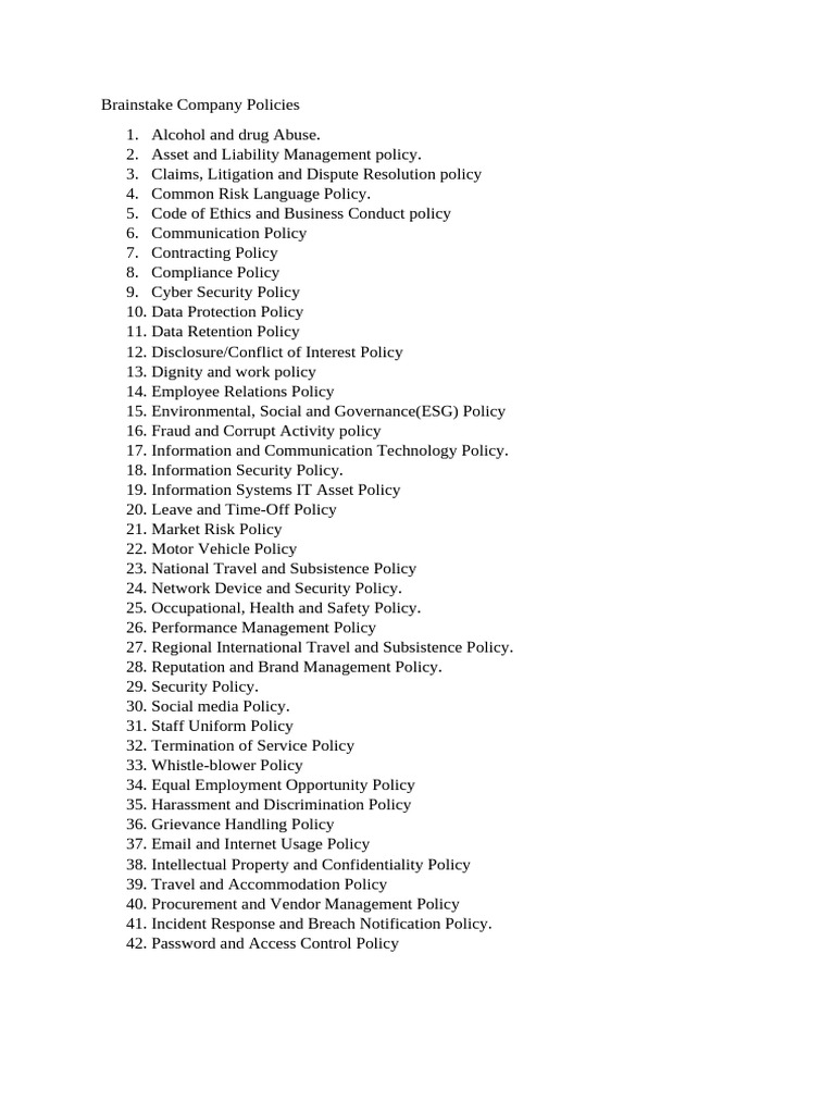 Brainstake Company Policies | PDF