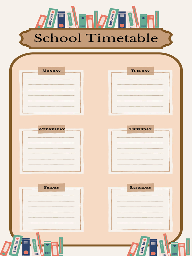 Brown Cream Simple School Timetable Your Story | PDF