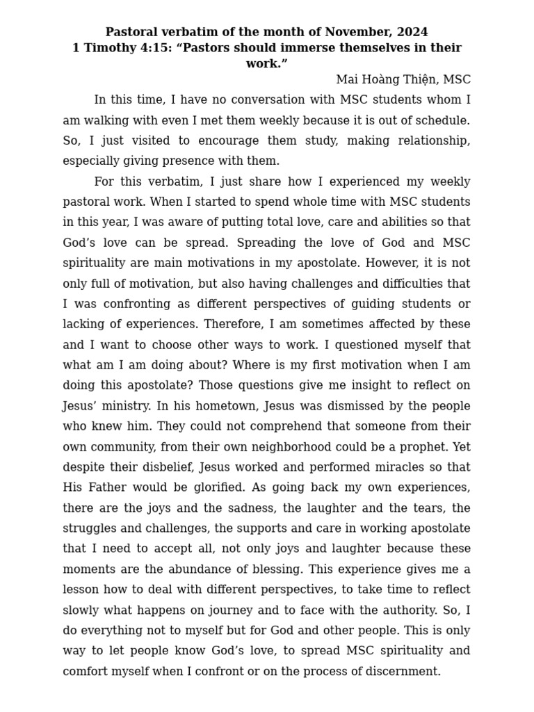 November 2024 Pastoral Reflection | PDF