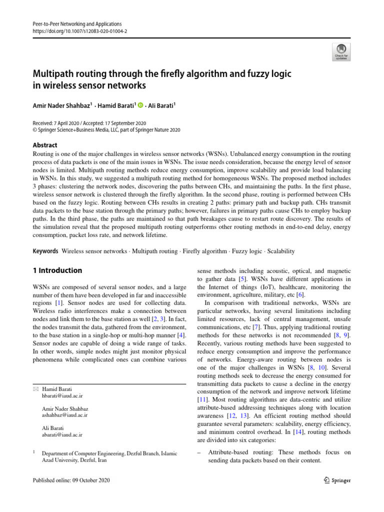 Multipath Routing in Wireless Sensor Networks | PDF | Routing ...