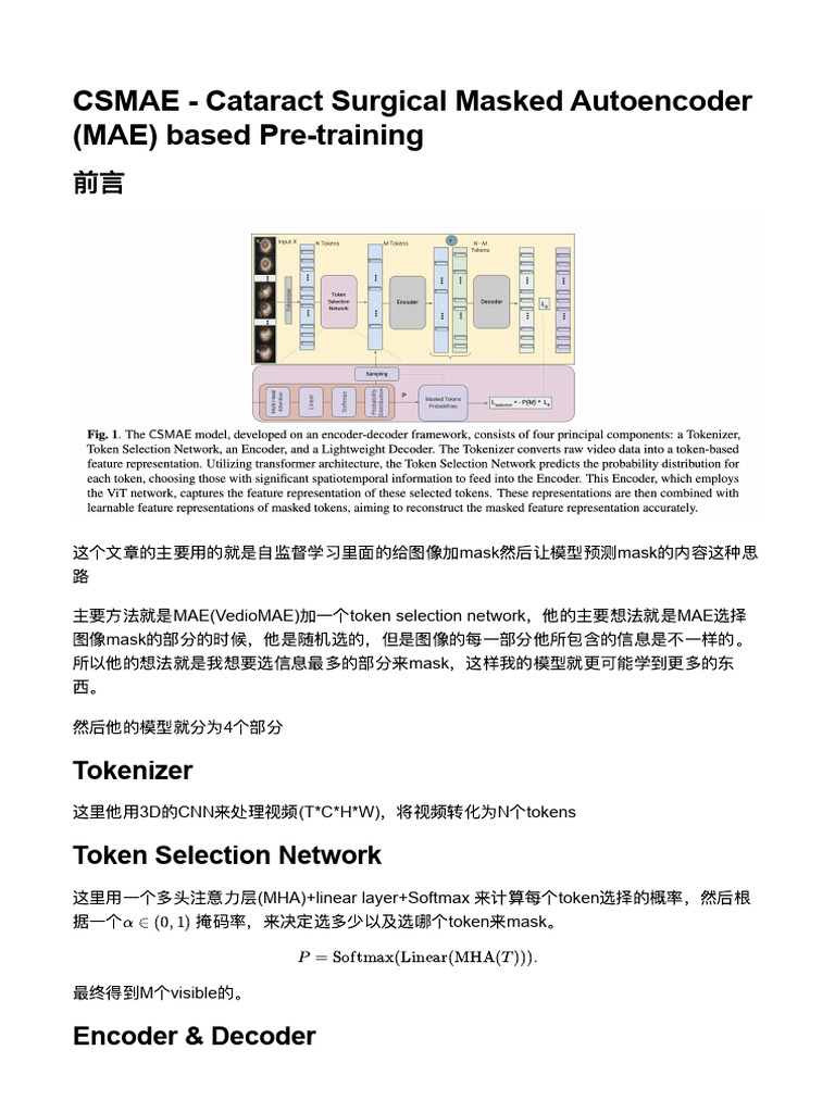 CSMAE - Cataract Surgical Masked Autoencoder (MAE) Based Pre-Training | PDF