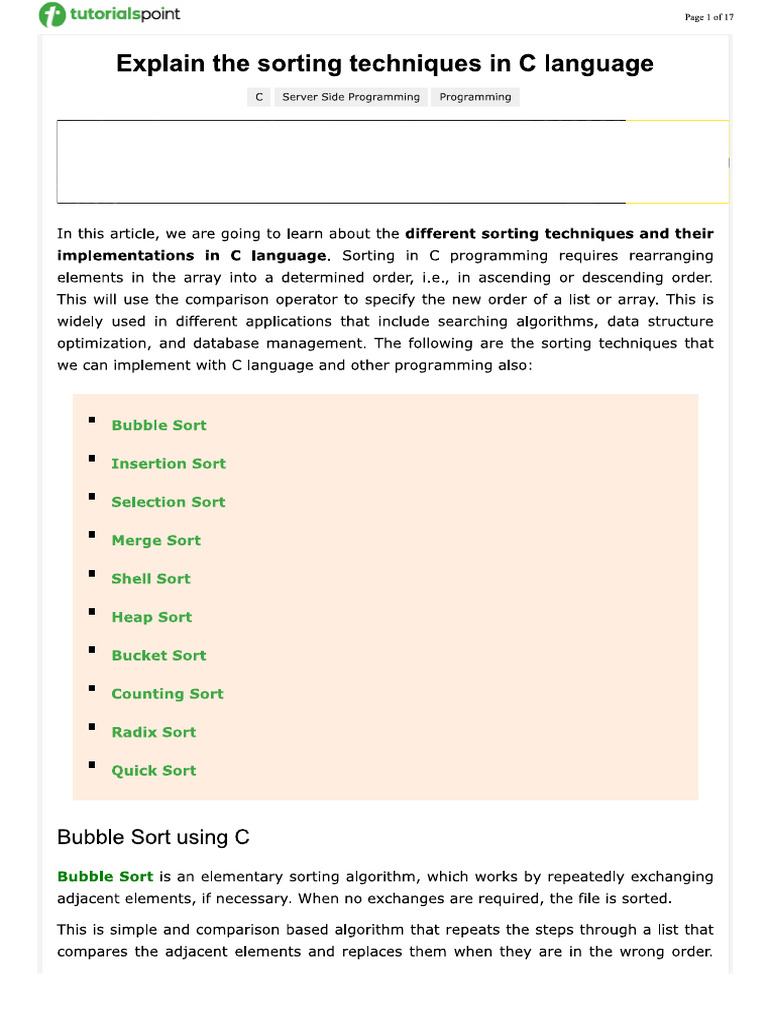 Sorting Types | PDF