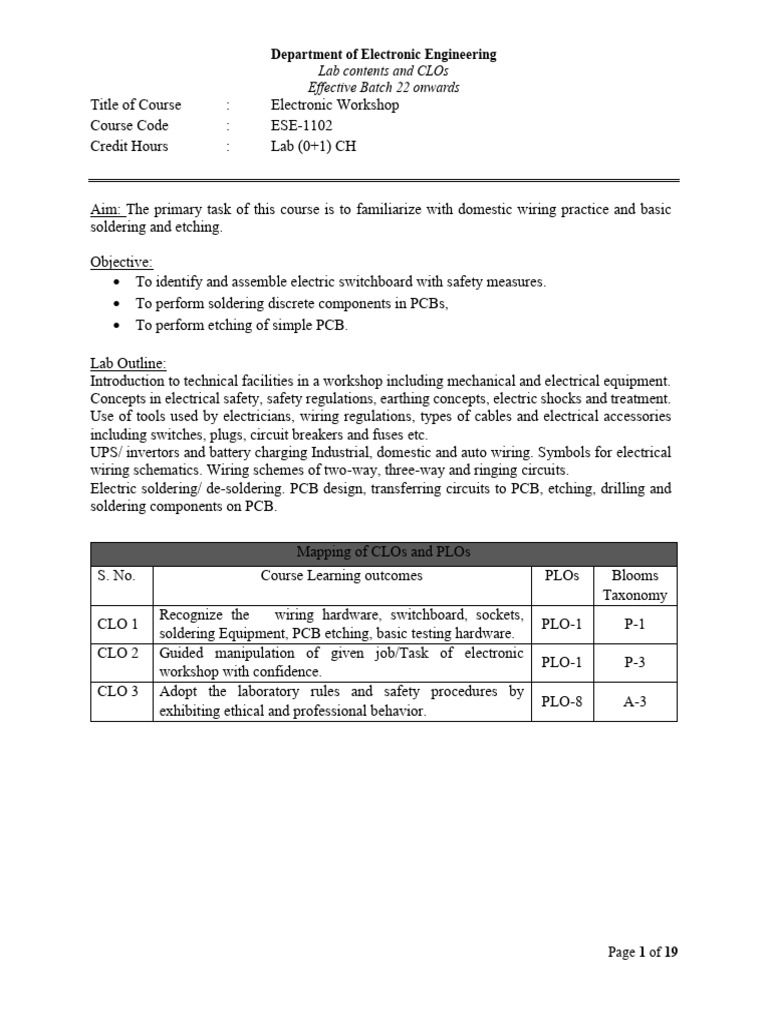 Electronic Engineering Lab Course Overview | PDF | Electrical Network ...