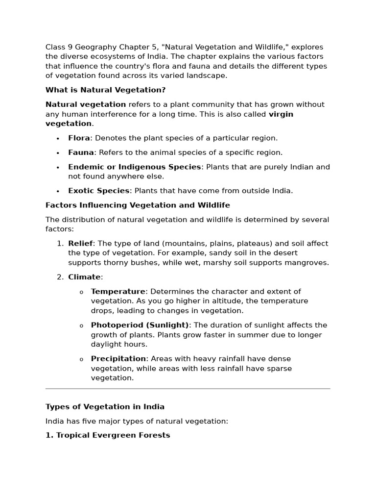 India's Natural Vegetation and Wildlife | PDF | Vegetation | Forests
