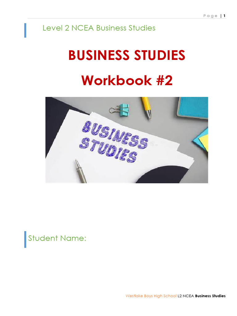 Level 2 Business Studies 2.1 and 2.6 Workbook 2025 #2 (1) (2) | PDF ...