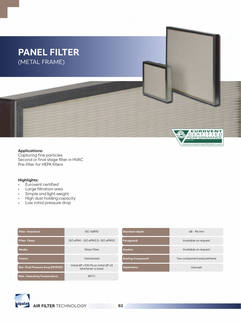 Panel Filter Metal Frame | PDF | Mechanical Engineering | Filtration