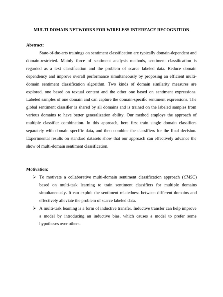 Multi Domain networks for wirless interfence recongition | PDF ...