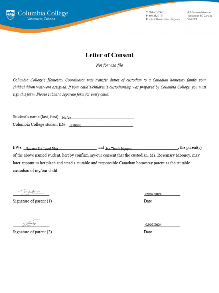 Letter of Consent for Custodianship Transfer | PDF