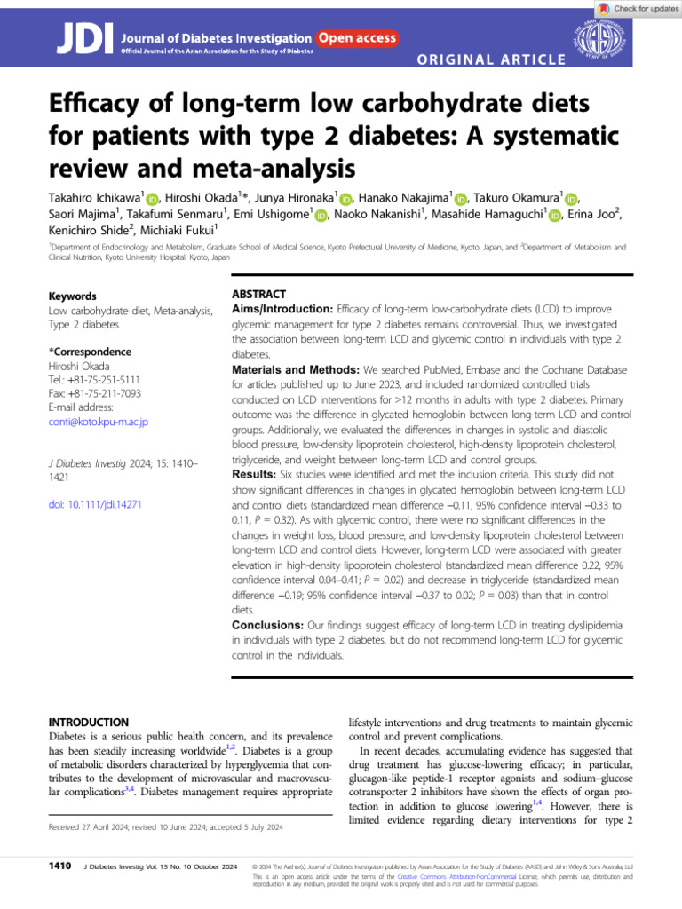 J of Diabetes Invest - 2024 - Ichikawa - Efficacy of Long‐Term Low ...