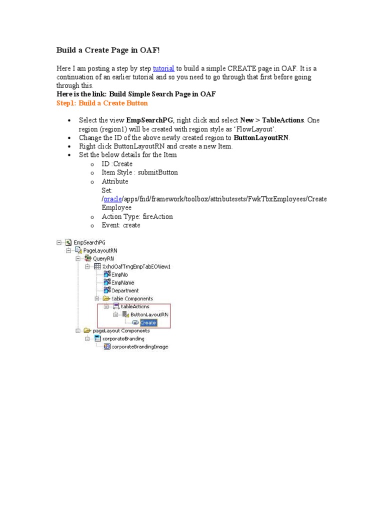 Build A Create Page in OAF | PDF | Database Transaction | Java ...