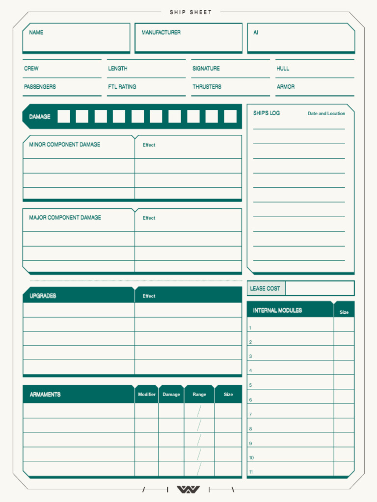 ALIEN Evolved Edition Ship Sheet | PDF