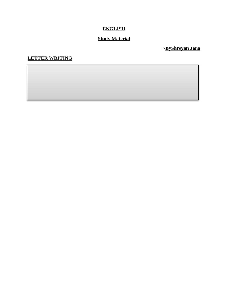 Study Material Letter Writing | PDF