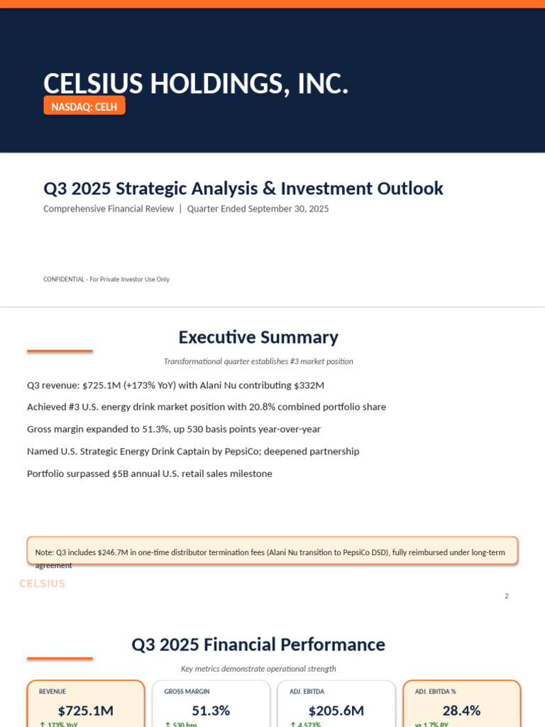 CELSIUS Q3 2025 Strategic Analysis | PDF | Pepsi Co | Investing