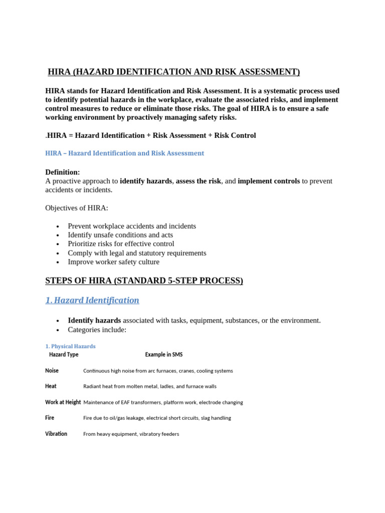 HIRA: Hazard Identification & Risk Assessment | PDF | Personal ...