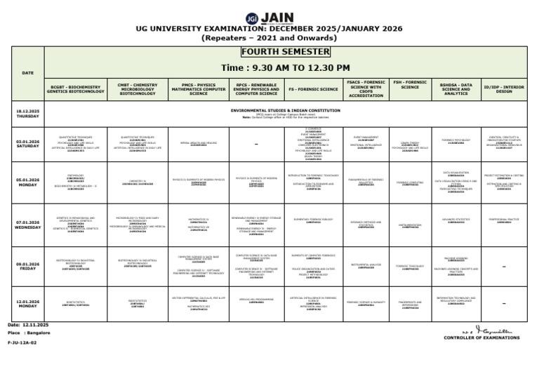 UG University Exam Schedule 2025-2026 | PDF | Forensic Science ...