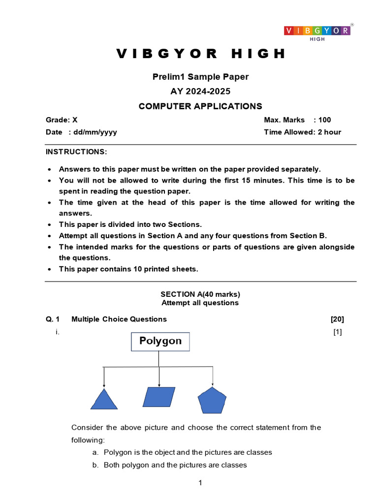 Computer Applications Prelim Paper 2024 | PDF | Computer Program ...