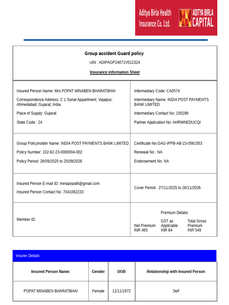 Group Accident Guard Insurance Policy | PDF | Insurance