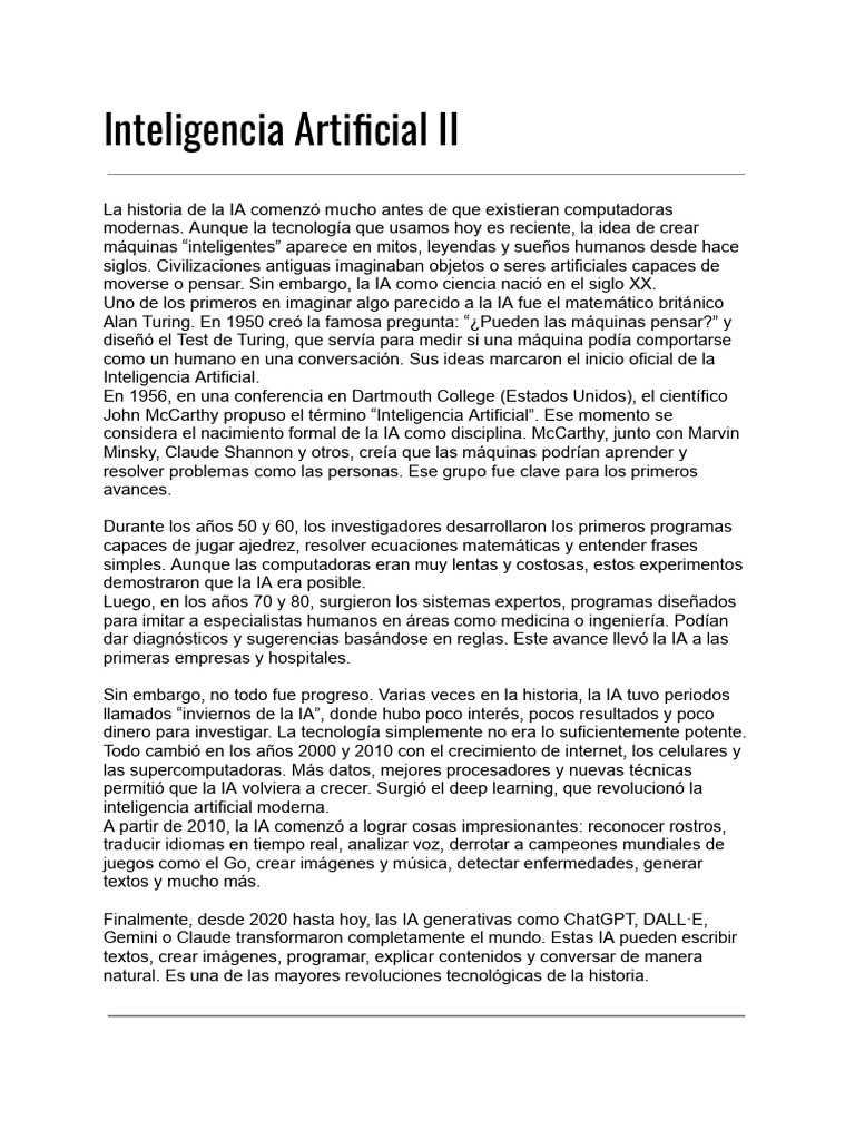Evolución de la Inteligencia Artificial | PDF | Inteligencia artificial ...