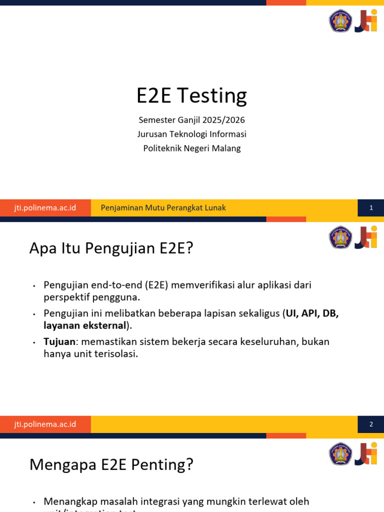 Panduan E2E Testing untuk TI Polinema | PDF