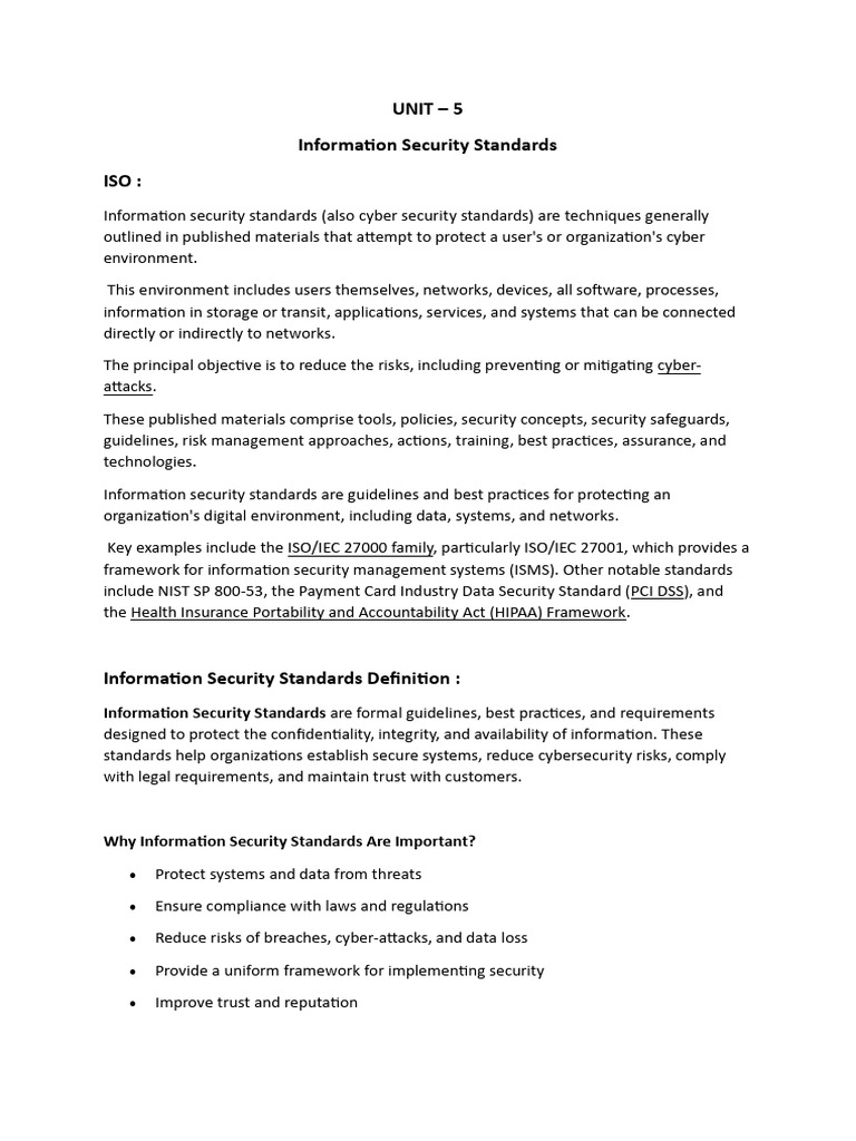 Information Security Standards Overview | PDF | Computer Security ...