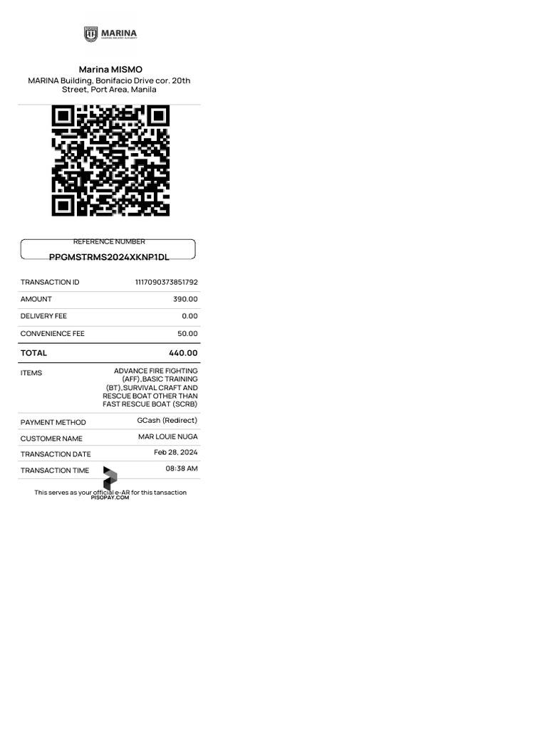 Marina MISMO Transaction Receipt | PDF