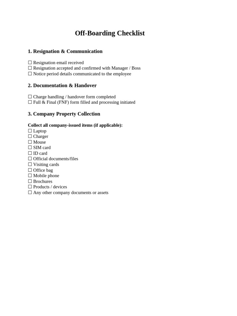 Offboarding Check List | PDF
