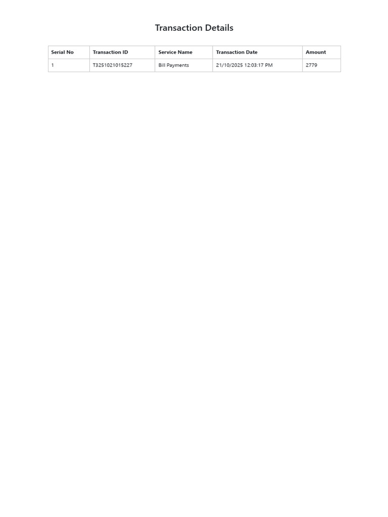 Bill Payment Transaction Details | PDF