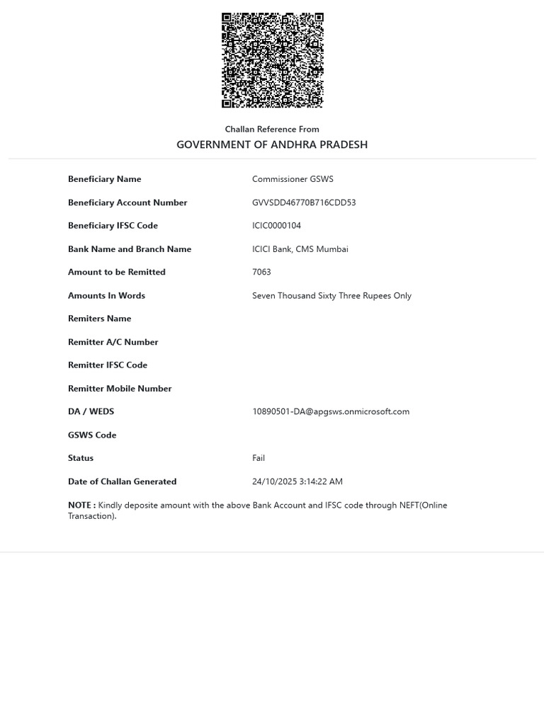 Andhra Pradesh Challan Reference Details | PDF