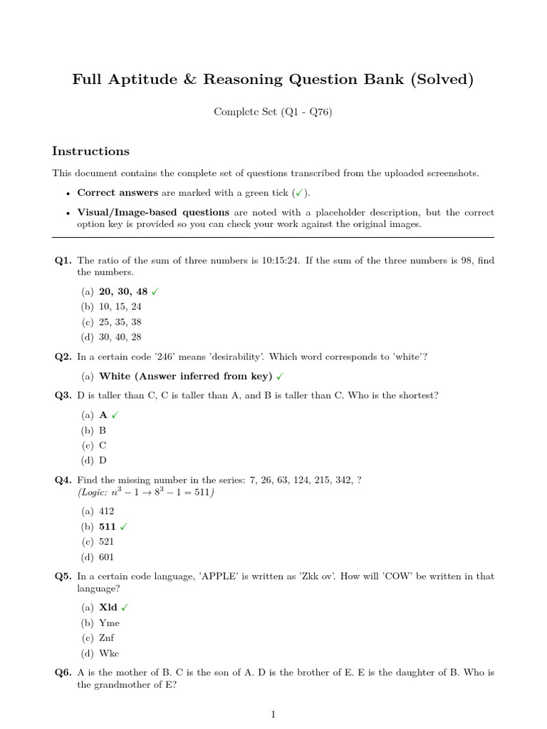 Complete Aptitude & Reasoning Question Bank | PDF