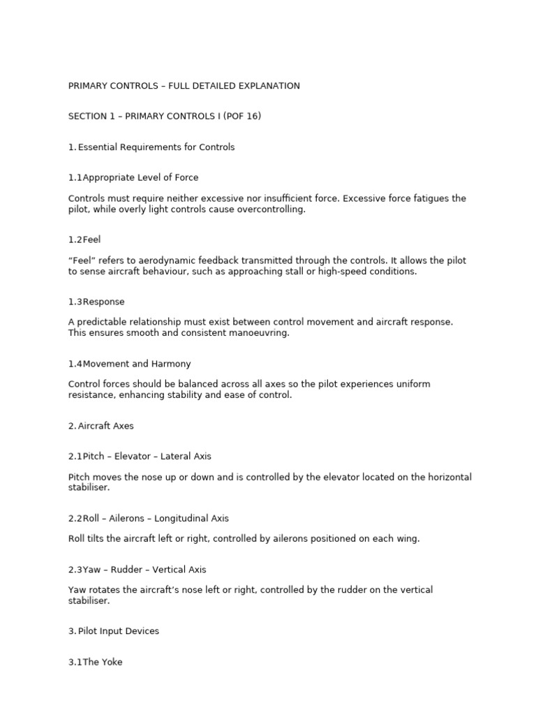 Primary Controls Full Detailed | PDF | Flight Control Surfaces | Aileron