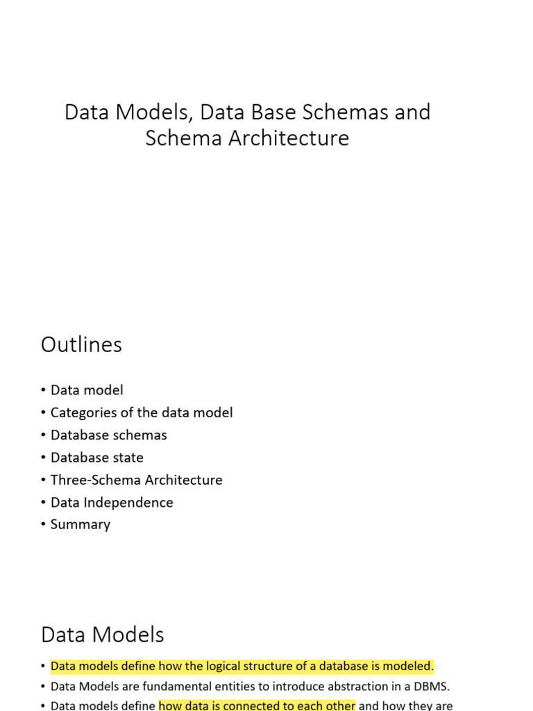 Data Models and Database Schemas Overview | PDF | Data Model ...