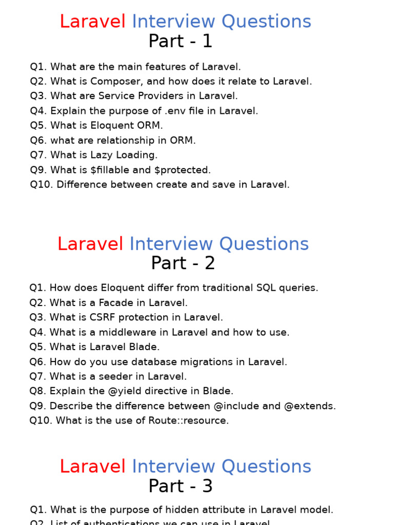Laravel Complete Interview Questions | PDF | Databases | Computer Science