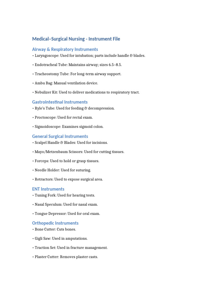 Essential Surgical Instruments Guide | PDF