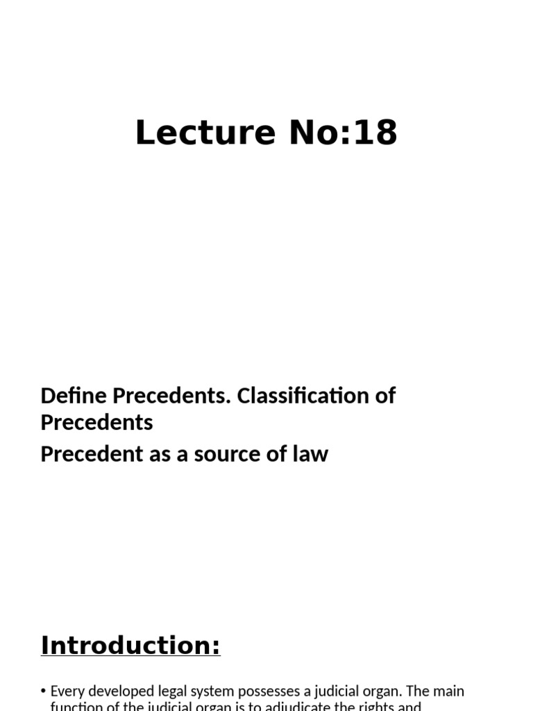 Understanding Legal Precedents and Their Classifications | PDF ...