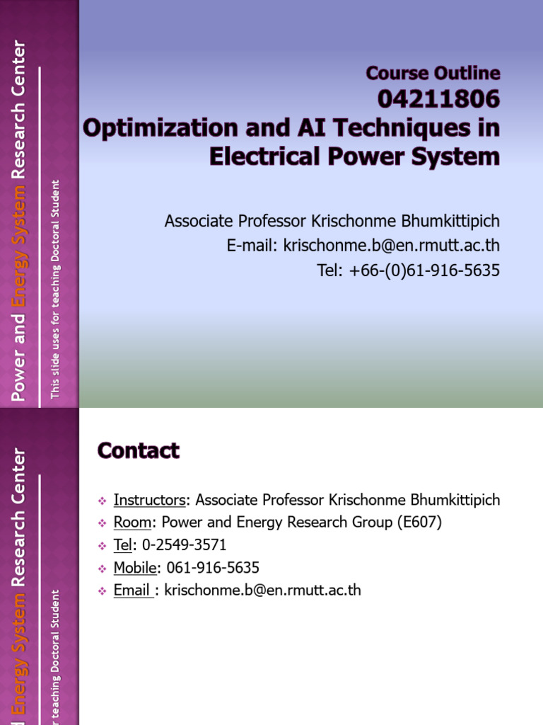 Power System Optimization Course Overview | PDF | Mathematical ...