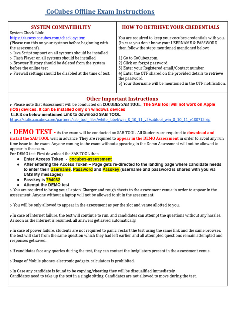 CoCubes Offline Exam Setup Guide | PDF | Antivirus Software | Zip (File ...