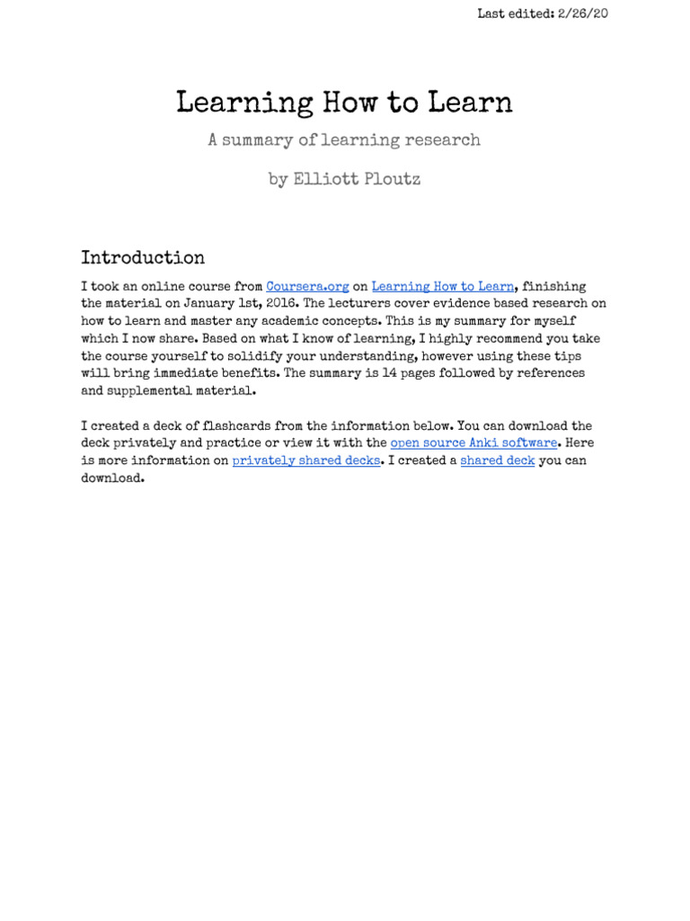 Mastering Learning Techniques Summary | PDF | Habits | Dopamine