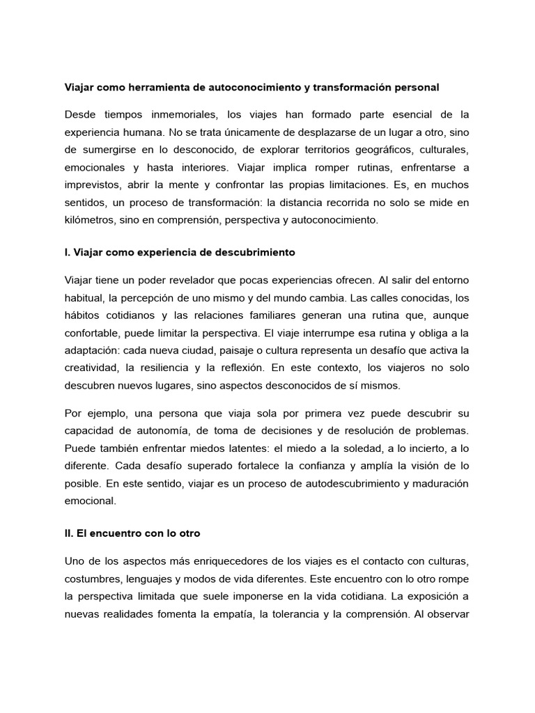 Viajar Como Herramienta de Autoconocimiento y Transformación Personal ...