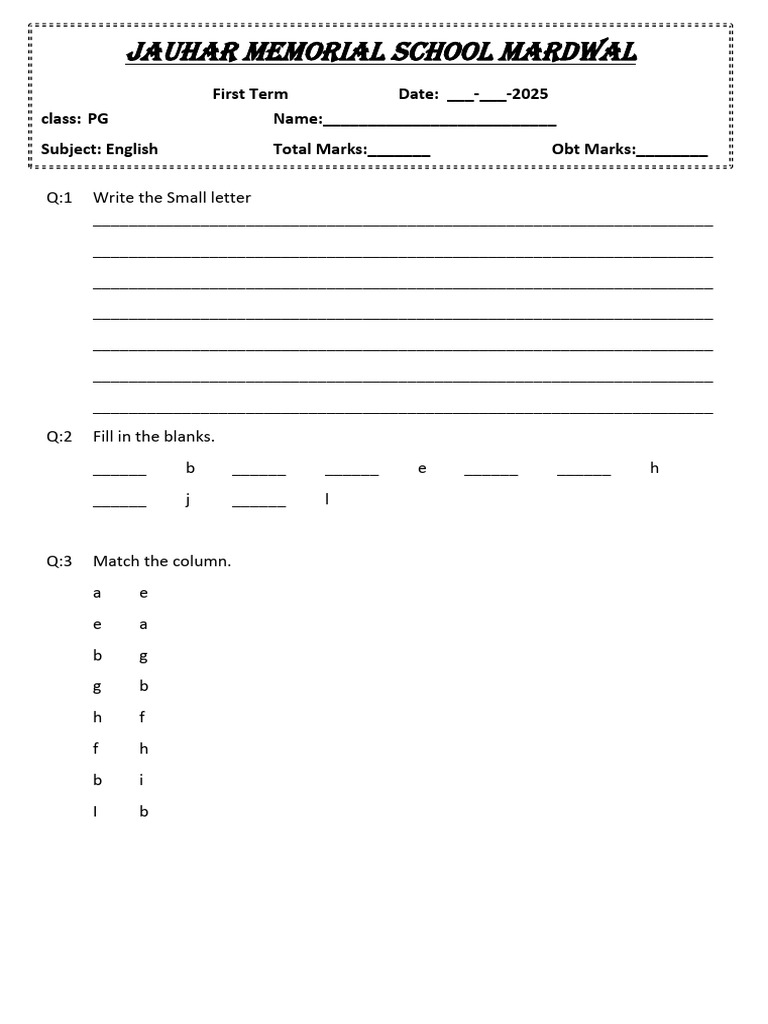 English Learning Activities for Kids | PDF