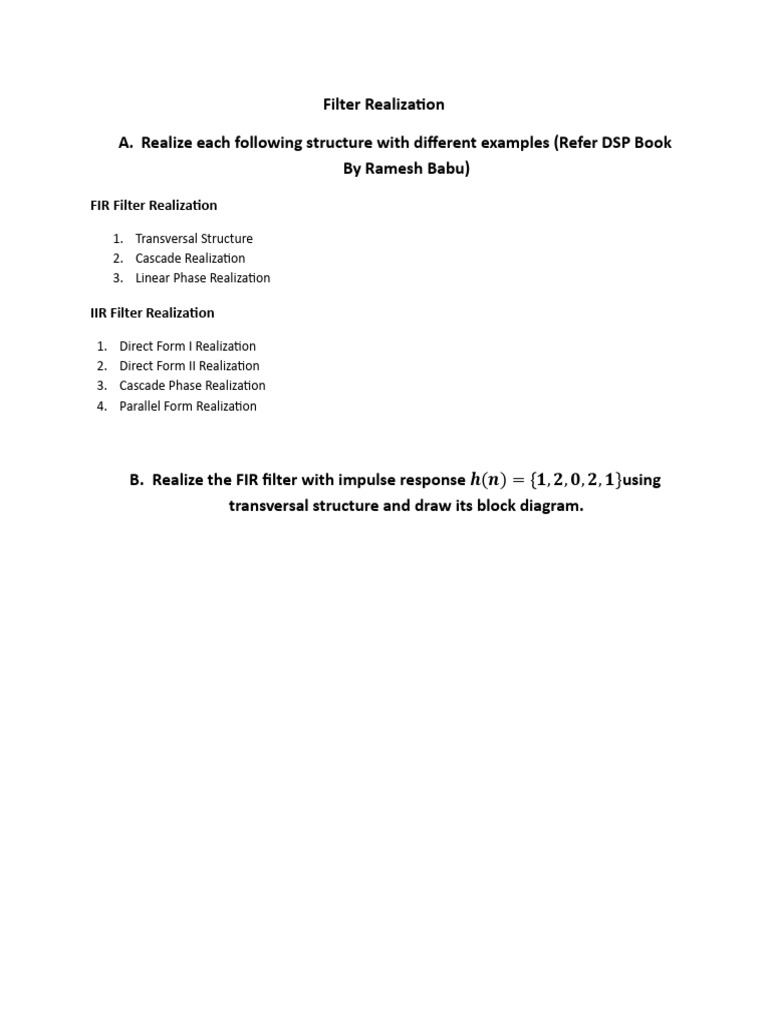 DSP Filter Realization Techniques | PDF