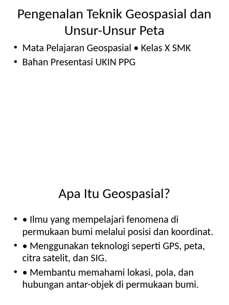 Teknik Geospasial dan Unsur Peta SMK | PDF