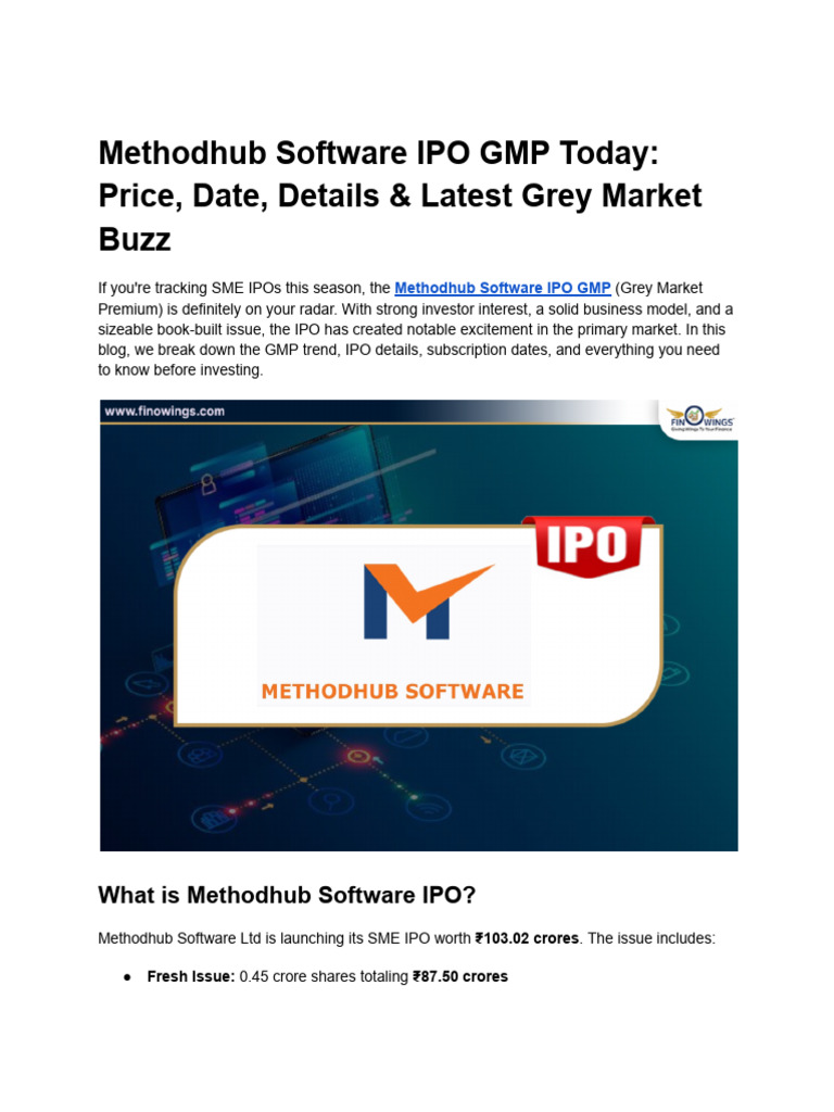 Methodhub Software IPO GMP Update 2025 | PDF | Initial Public Offering ...