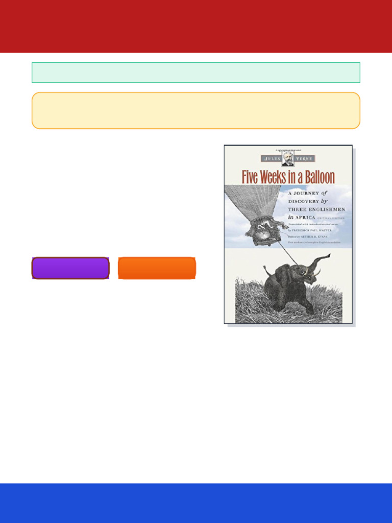 Five Weeks in A Balloon A Journey of Discovery by Three Englishmen in Africa Jules Verne Ebook ...