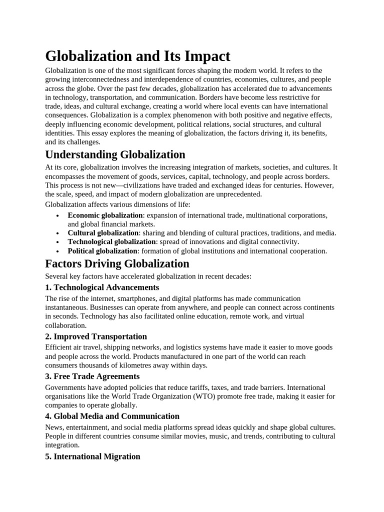 Impact of Globalization Explained | PDF | Globalization | Free Trade