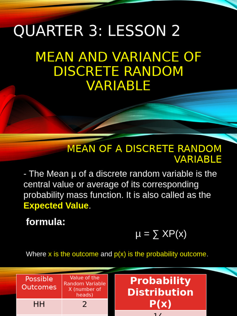 Mean and Variance of Discrete Variables | PDF | Variance | Expected Value