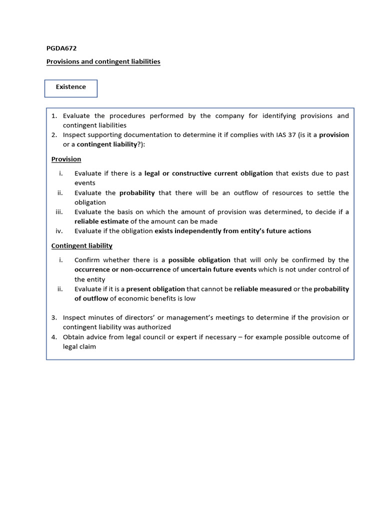 Photo inspiration: Commercial Owner Hr General Provisions Pdf Reference: Auditing Provisions And Contingent Liabilities Pdf