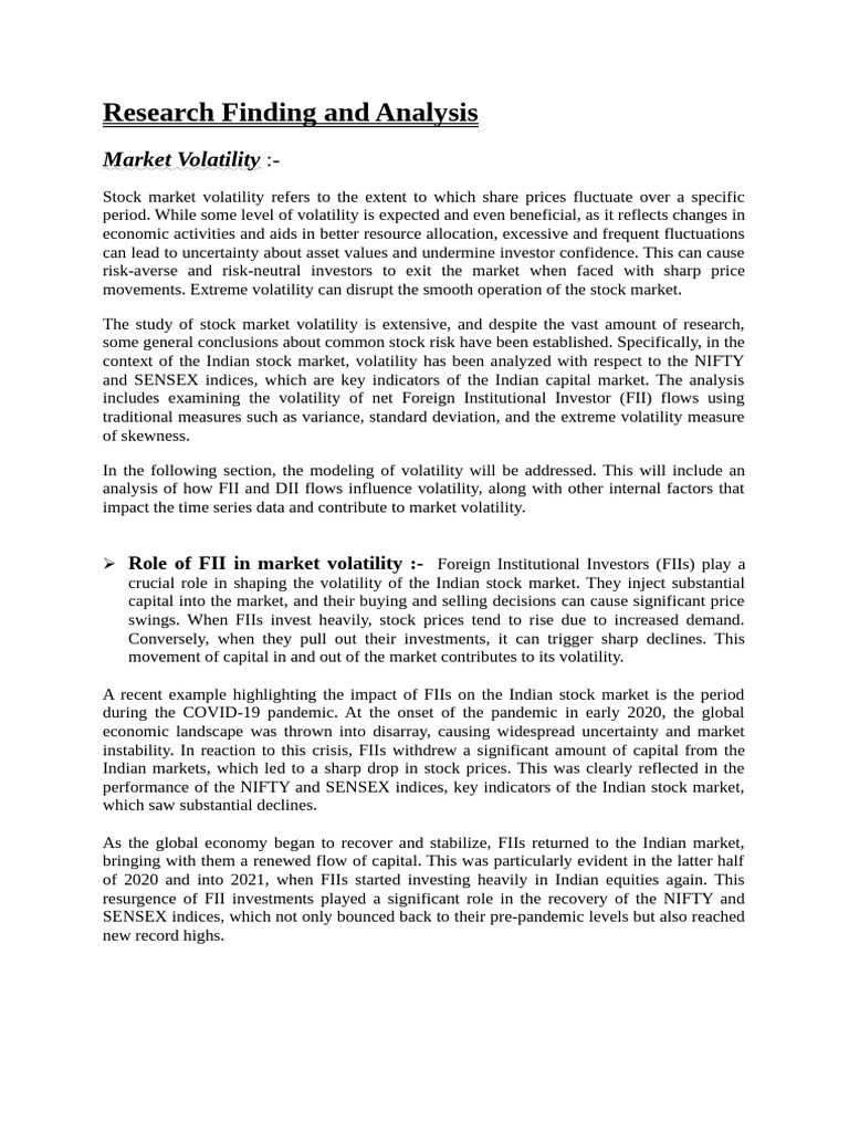 Impact of FII and DII on Indian Market Volatility | PDF | Stock Market ...