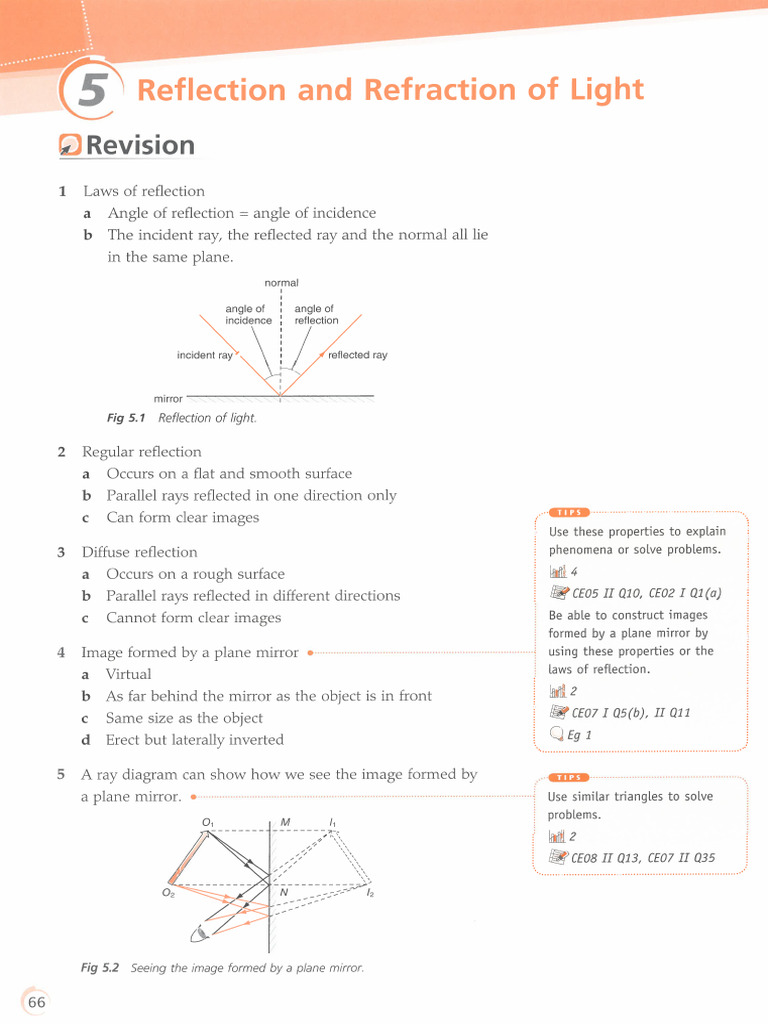 Relection and Refraction of Light [E] (Final review) | PDF