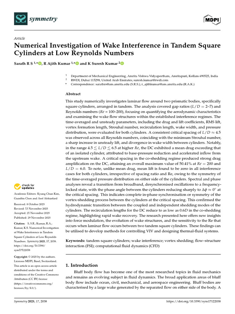 Wake Interference in Tandem Square Cylinders | PDF | Drag (Physics ...
